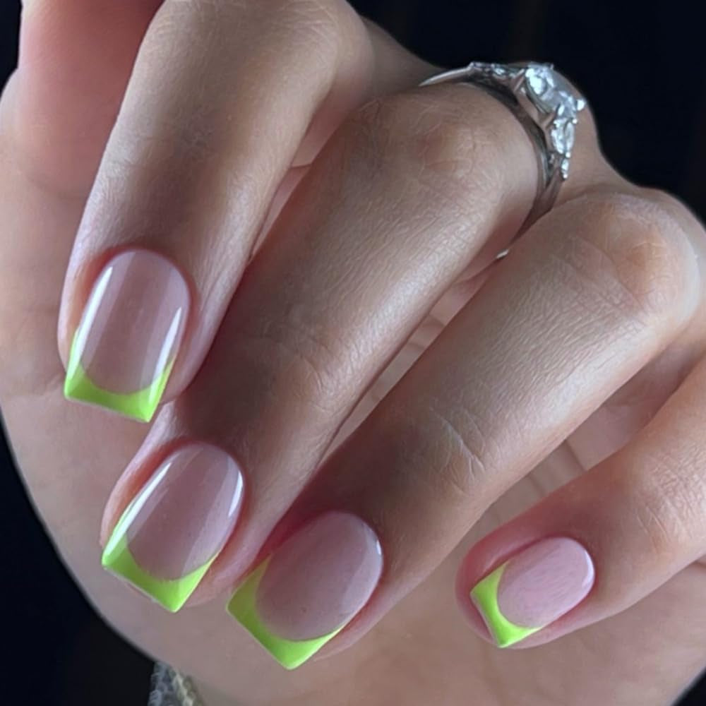 Dlouhé francouzské tipy Zlaté třpytivé lepidlo na dlouhé čtvercové nehty Glitter French Tip Sada umělých nehtů čtvercové umělé nehty pro ženy 24ks