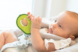 Nuby - Avokádový kousací kroužek - Silikonová a dřevěná kousátka - Rotační dřevěné jádro - Hračka na kousání pro miminka a batolata - Pomůcka na kousání - Bez BPA - 6+ měsíců
