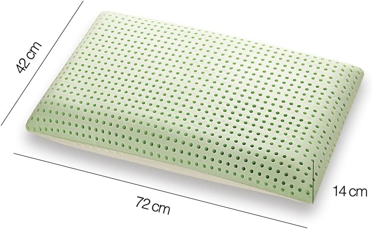 Ortopedický polštář na podporu krku - organické aloe - viskoelastický polštář z Aloe Vera 14 cm Výška 100% bavlna Potah Visco Polštář - Polštář z paměťové pěny - Vyrobeno v Itálii Standardní polštáře Naty Shop