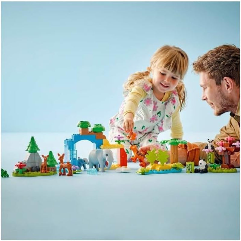 Stavebnice LEGO DUPLO Town Wild Animal Families 3 v 1, vzdělávací hračka pro batolata s želvami, tygry, slony, jeleny, pandami, sada pro předškoláky od 2 let, stavebnice s figurkami zvířat 10446 stavebnic Beuche den LEGO-Store