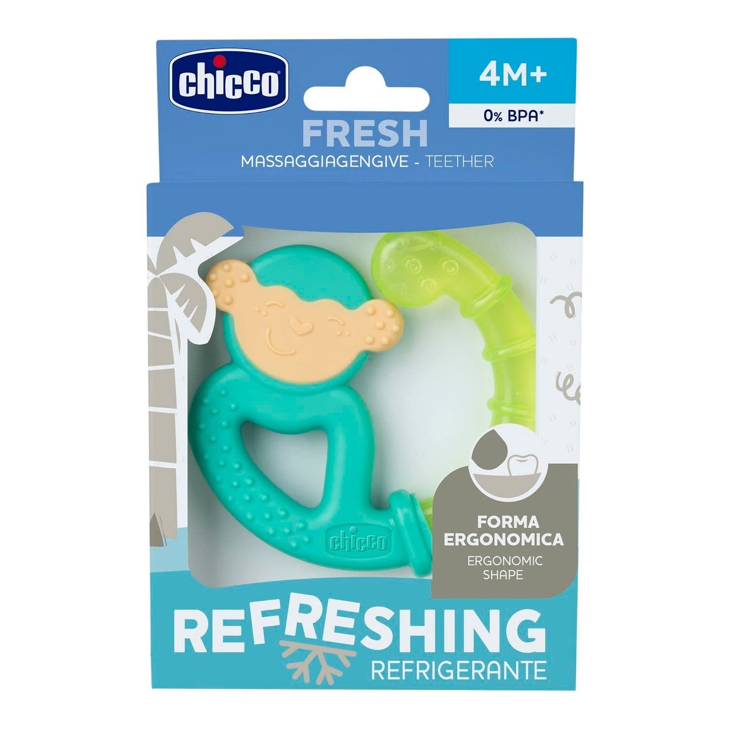 Kousací kroužek Chicco Fresh&Relax Monkey nebo Lenh, 4M+, naplněný sterilní vodou
