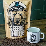 SEEBÄR COFFEE - Extra silná kávová zrna - 500g - Nízká kyselost a intenzivní aroma - Celá zrna pro plně automatické kávovary, espresso a French press - Vysoký obsah kofeinu a nízká acidita