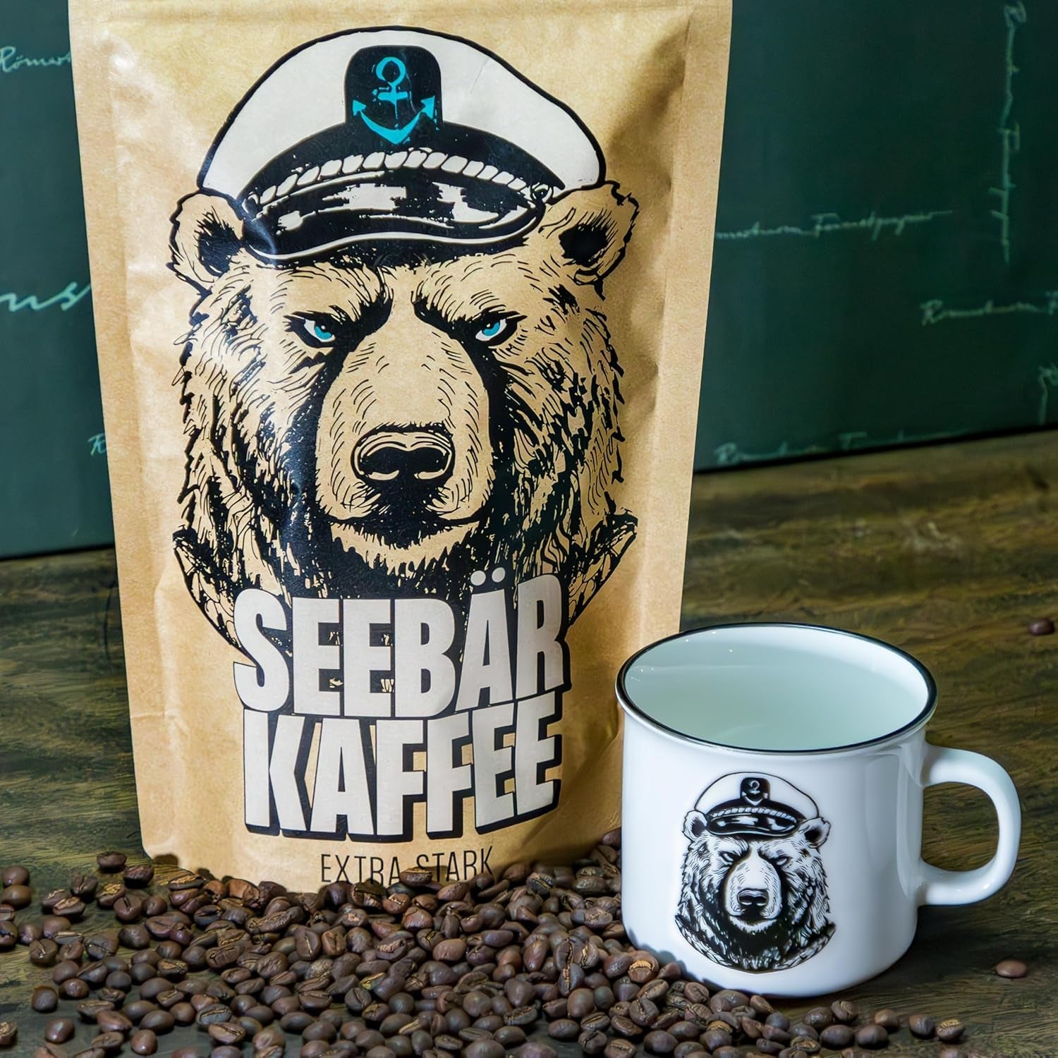 SEEBÄR COFFEE - Extra silná kávová zrna - 500g - Nízká kyselost a intenzivní aroma - Celá zrna pro plně automatické kávovary, espresso a French press - Vysoký obsah kofeinu a nízká acidita
