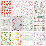 12 Blatt Nagelsticker Süß Kinder Nagelaufkleber Selbstklebend Weihnachtsblumen Blätter Tiere Pflanzen Früchte Nail Art Sticker Dekoration Nageldesign Zubehör