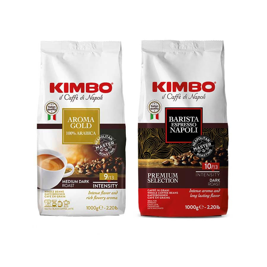 Sada kávových zrn: Aroma Gold 100% Arabica a Espresso Napoli 1 kg x 2