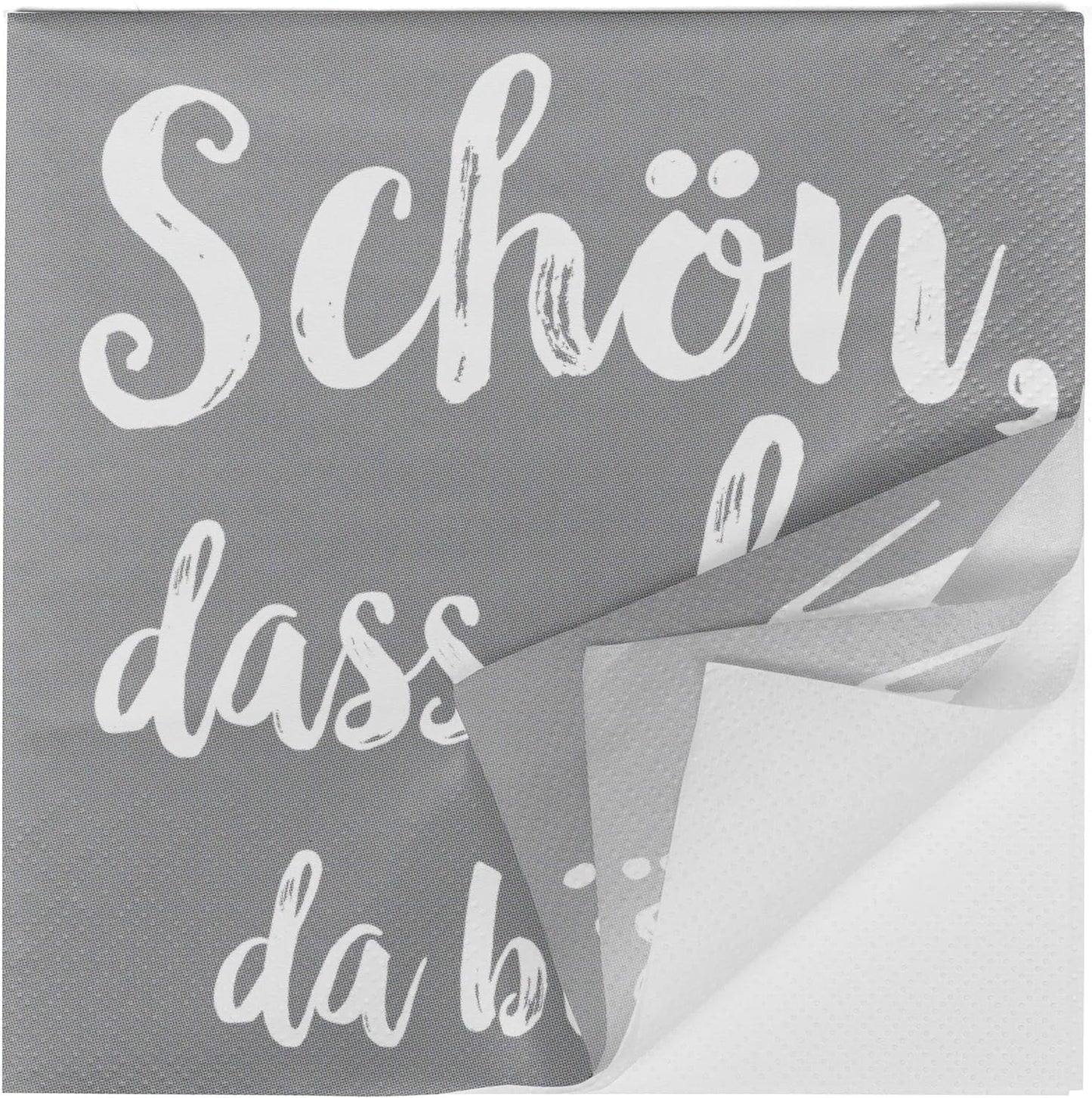 Koktejlové ubrousky HEKU 'Schön Dass Du Da Bist', 3 vrstvy, 25X25Cm, 150 kusů I Elegantní design I Ideální na oslavy I Prakticky zabalené