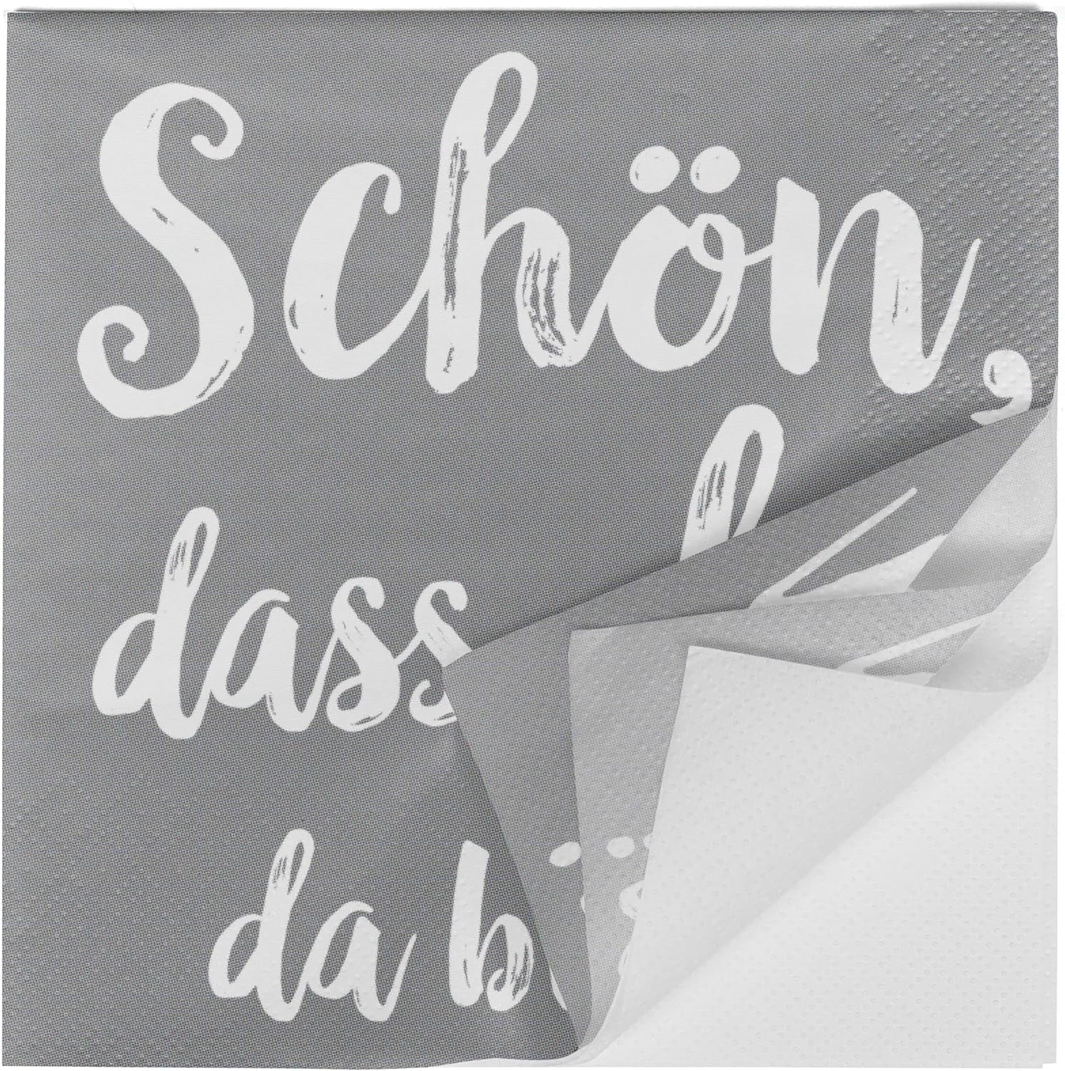 Koktejlové ubrousky HEKU 'Schön Dass Du Da Bist', 3 vrstvy, 25X25Cm, 150 kusů I Elegantní design I Ideální na oslavy I Prakticky zabalené