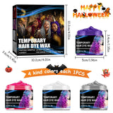 Halloween dočasné barvivo na vlasy 4 barvy Barva na vlasy Vosk Styling Tón vlasů Pro muže Ženy Halloween Cosplay Party Barvy na vlasy Naty Shop