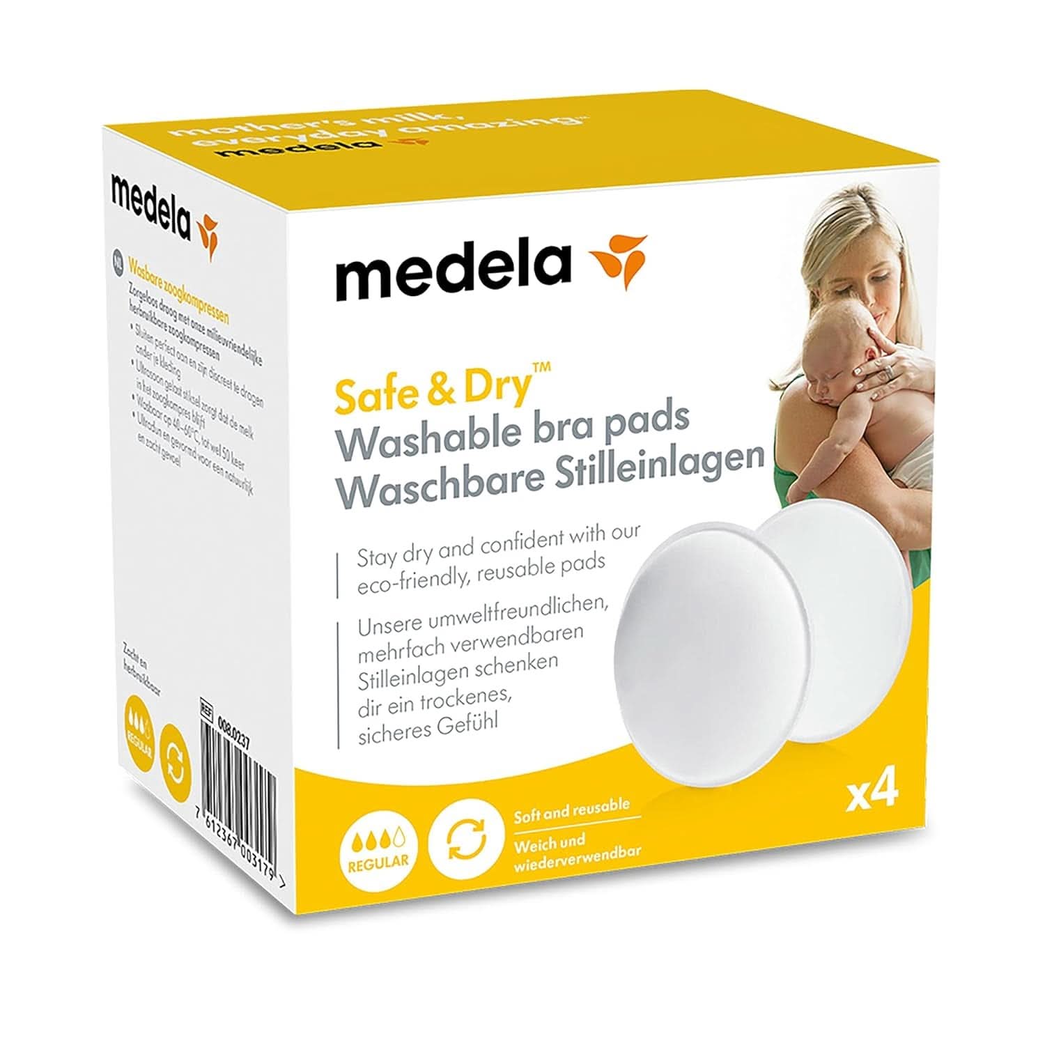 Medela Waschbare Stilleinlagen, 4 Stück Příslušenství Jídlo a kojení Bebe Naty Shop