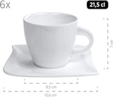Verso de Mäser, řada La Musica, 18dílný kávový servis, sada porcelánového nádobí pro 6 osob, 921172, bílá