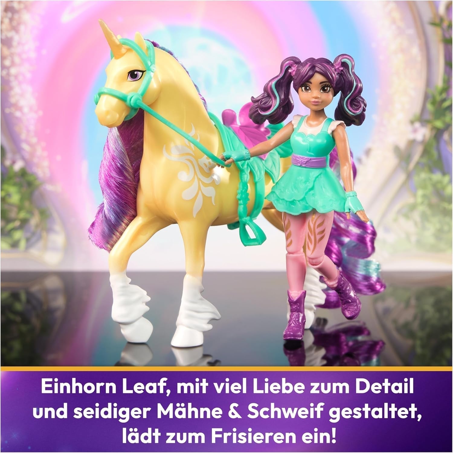 Unicorn Academy AVA a Unicorn Leaf Set - Originální figurky vysoké přibližně 12 cm z oblíbené série Netflix Se dvěma doplňky a kartáči na vlasy Pro nápadité hraní rolí, pro děti od 4 let Akční figurky Naty Shop