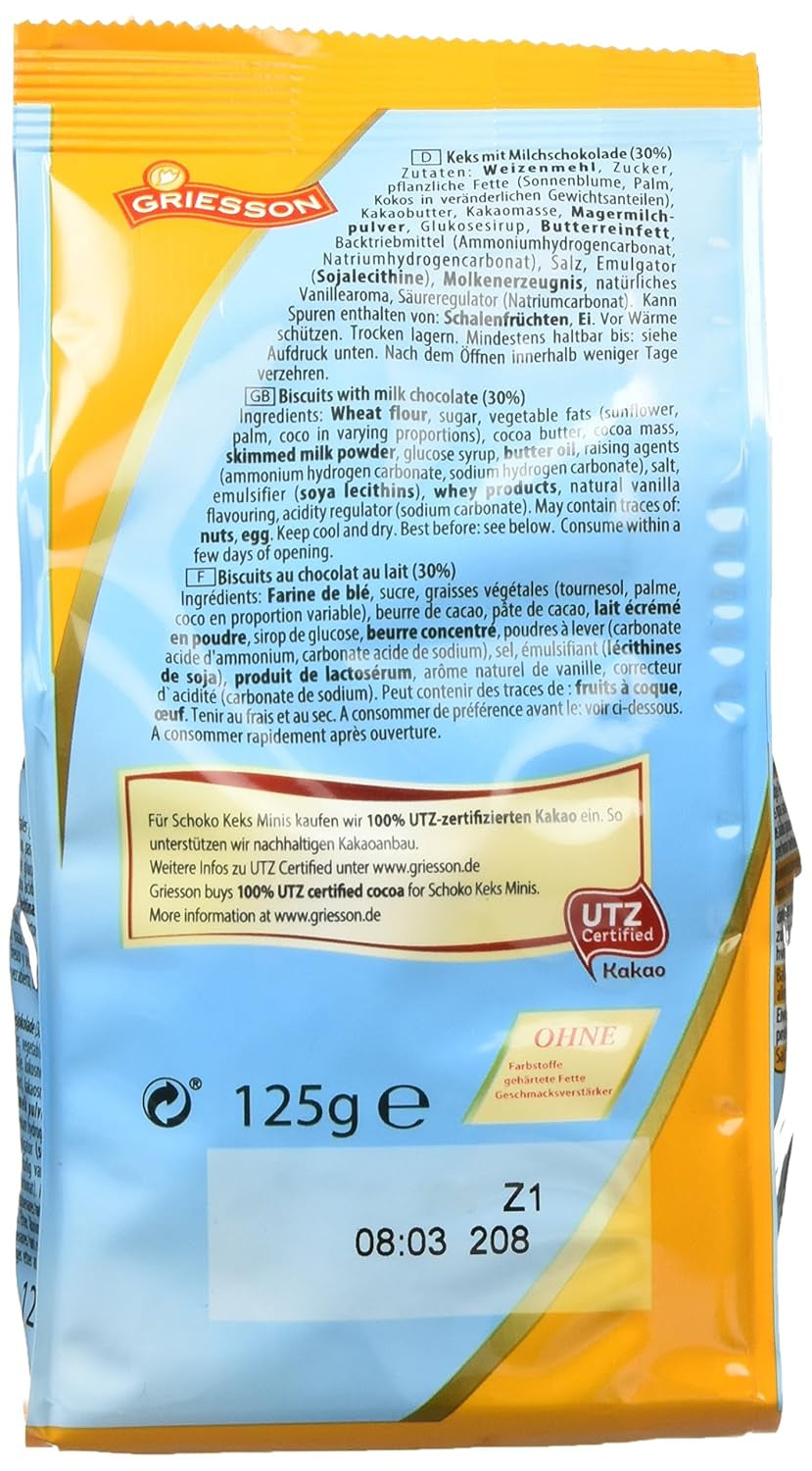 Čokoládové mini sušenky Griesson Balení 12 kusů (12 sáčků x 125 g)