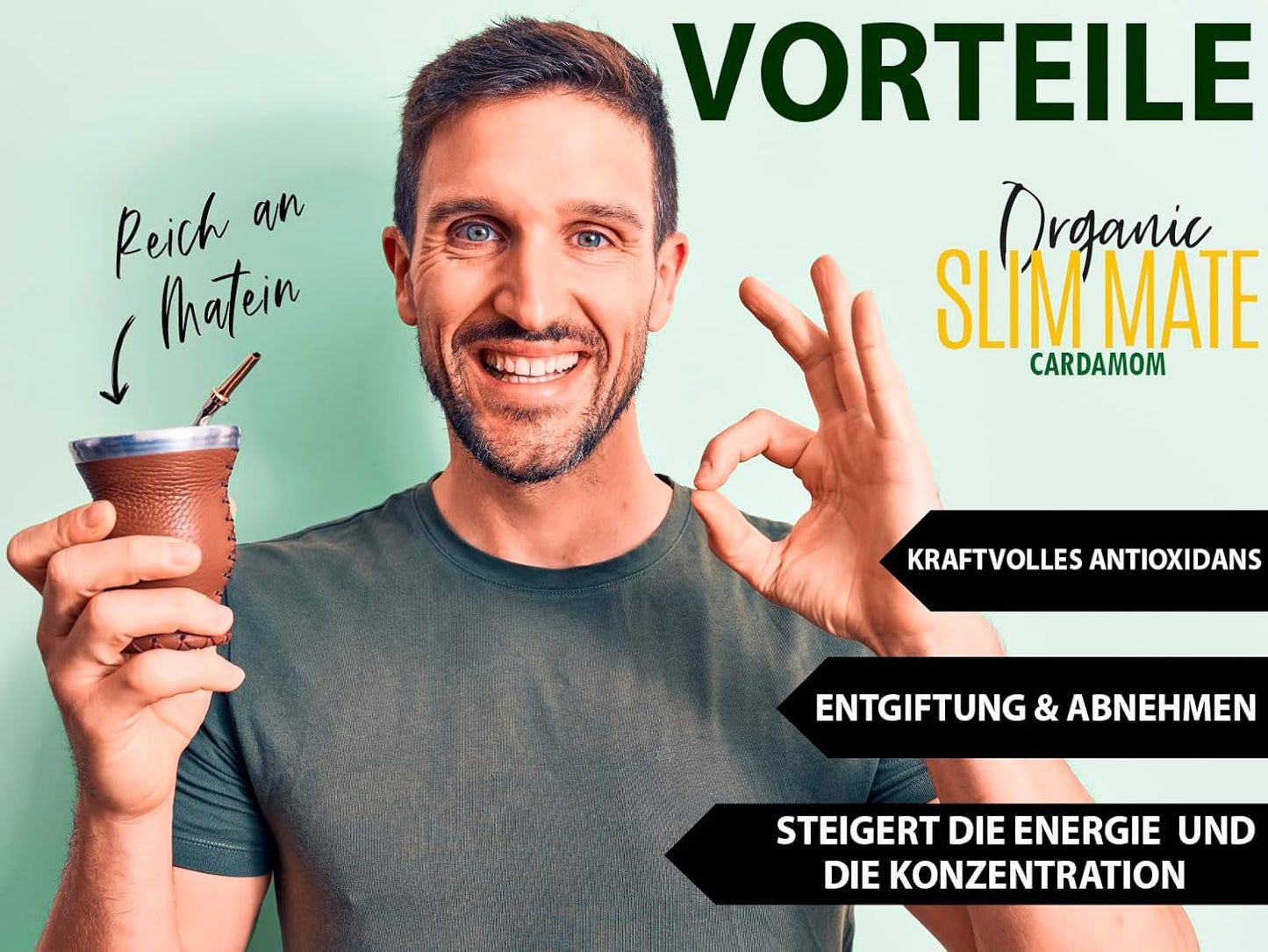 VITSTORM® Slim Tea Kardamom – BIO čaj Yerba Mate – Detoxikační a diuretický čaj – 100G