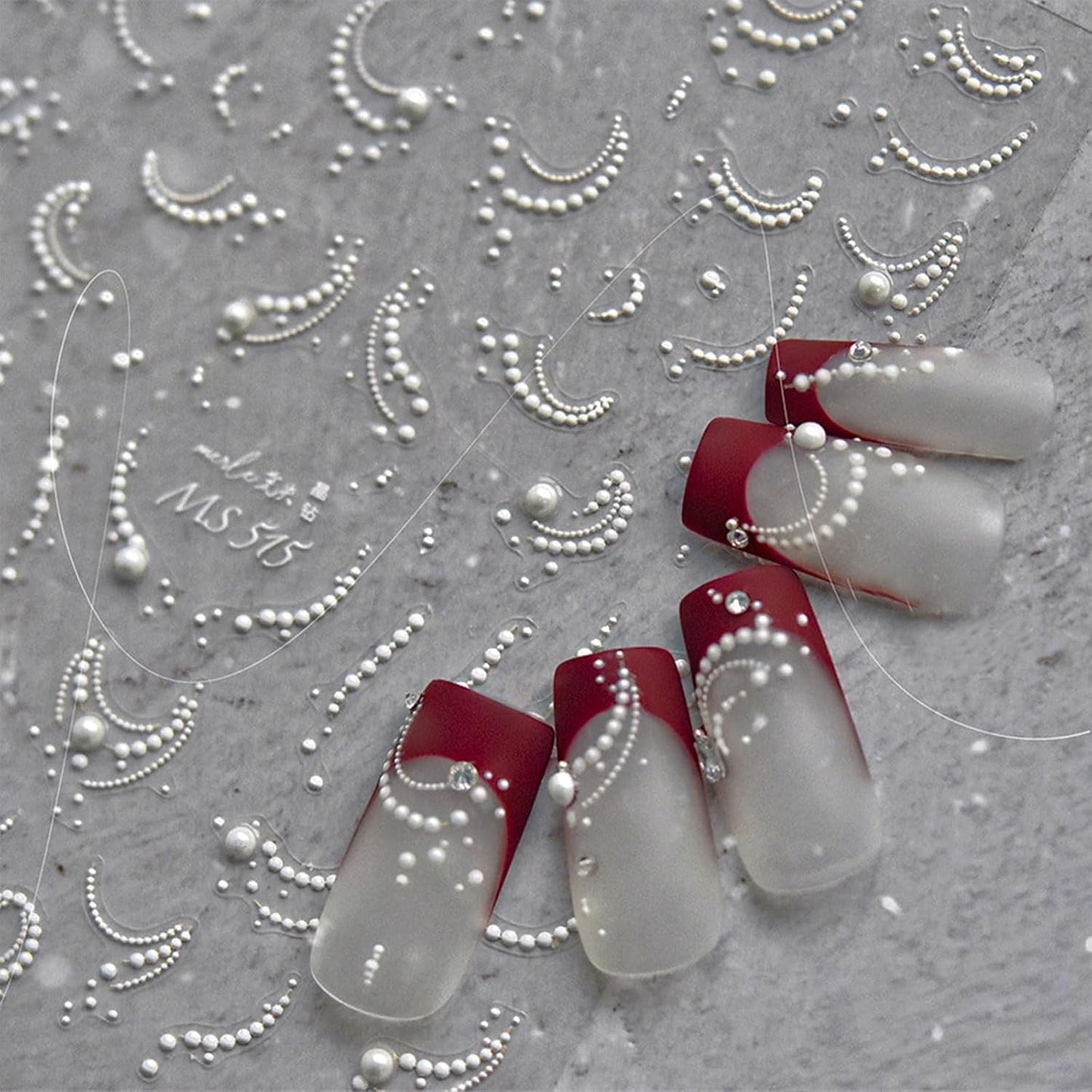 JMEOWIO 3D Nálepka na nehty Perlenlinie Nálepka na nehty Selbstklebend Nagelaufkleber 5D Stereoskopická dekorace Nageldesign Zubehör 1 Blatt