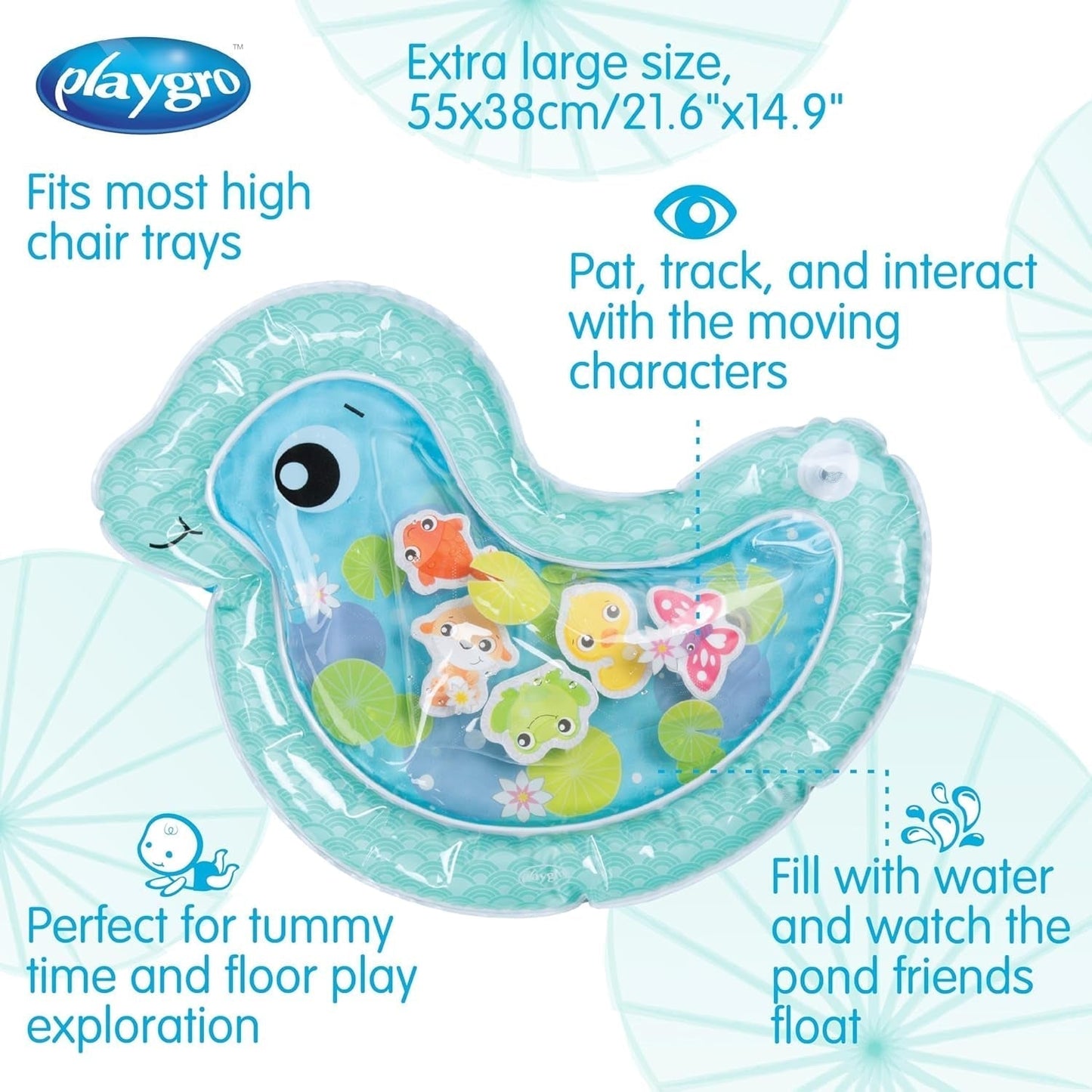 Playgro vodní podložka baby, nafukovací vodní hrací podložka baby toy smyslová hračka pro 3 6 9 měsíců Toys Bebe Naty Shop