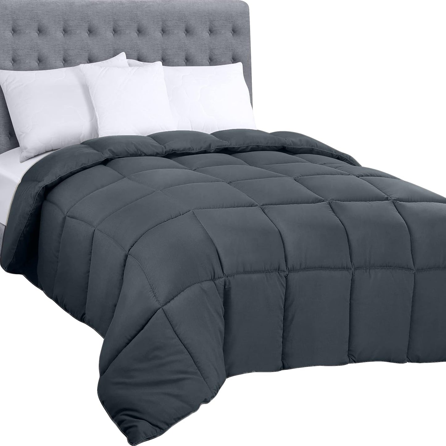 Povlečení Utopia Celoroční přikrývka 250 g/m² Plyšová výplň ze silikonového vlákna Dvojlůžko prošité v krabici (Double XL Light Grey) Naty Shop Peřiny a přikrývky Twin Grey