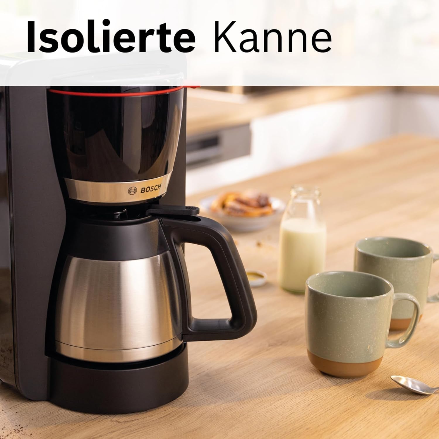 Bosch MyMoment TKA6M273 Filtrační espresso kávovar, 1L termokarafa, 8-12 šálků, Anti-Drip systém, otočný držák filtru, odvápňovací program, vyjímatelná nádržka na vodu, 1200 Watt, matná černá