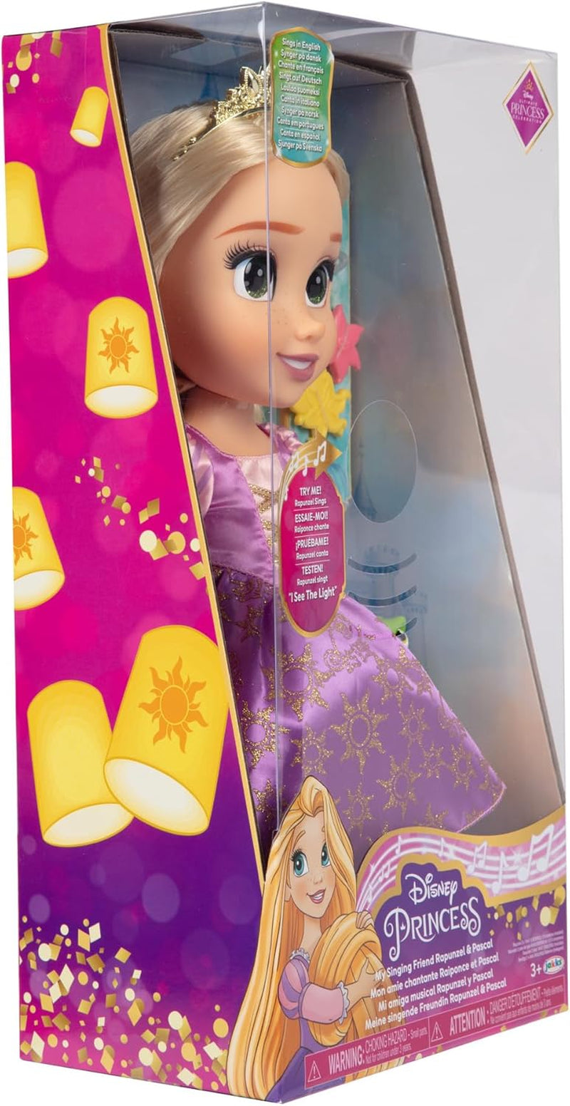Disney Princezna Rapunzel 35 cm zpívající panenka, zpívá „I See The Light“, včetně doplňků pro větší zábavu, ideální pro dívky od 3 let, fialová