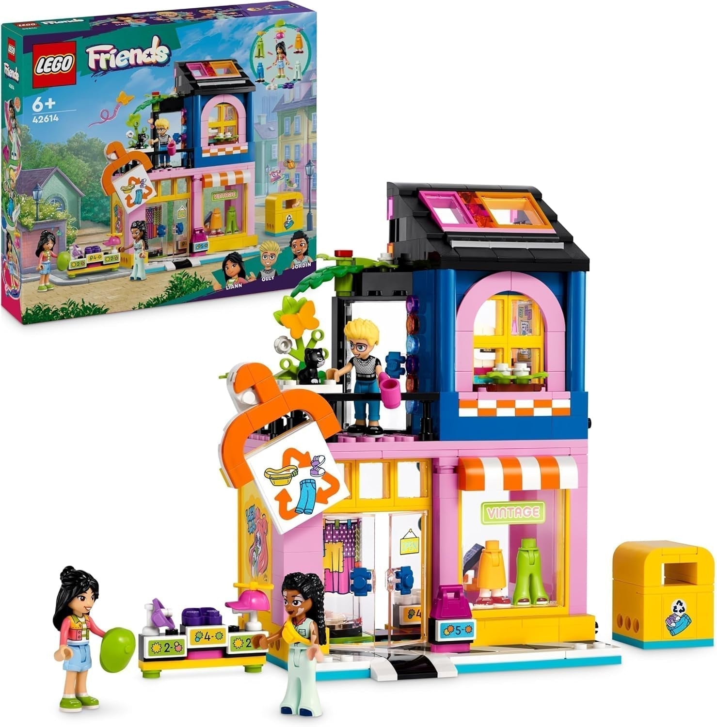 Stavebnice LEGO Friends Vintage Fashion Store pro děti s figurkami z hračkářství a modelem kočky pro sociálně-emocionální rozvoj Dárek pro hraní rolí pro 6leté dívky a chlapce 42614 Stavebnice Besuche den LEGO-Store Single