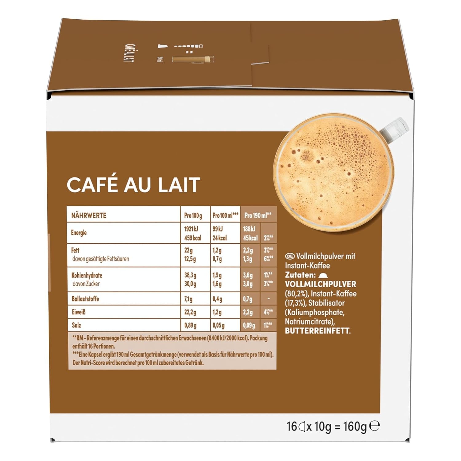 NESCAFÉ DOLCE GUSTO Café au Lait Kaffeekapseln 6er Pack (6 x 16 kapslí)