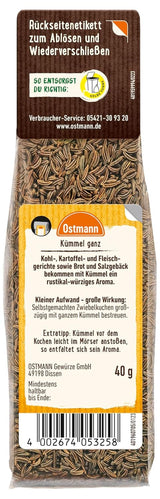 Ostmann - Kmín celý, k dochucení chleba a pečiva, 40 gramů Condimente Naty Shop