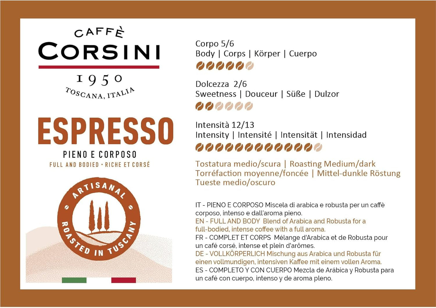 Caffè Corsini - Sada Aromatische Kaffeebohnen Der Perfekte Morgen, Ausgewählter Kaffee, 2x500g + 1Kg Gesamtes Set 2Kg