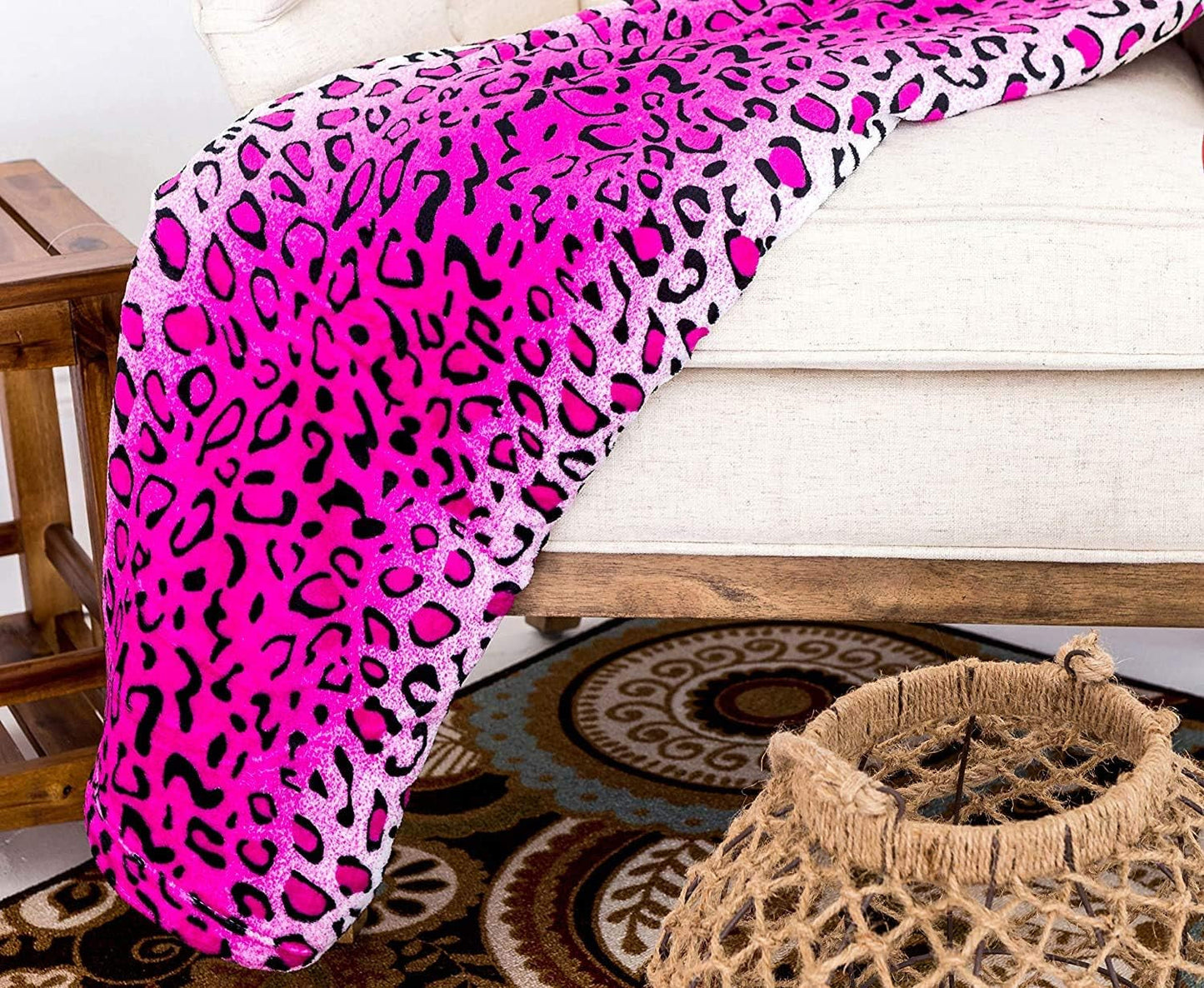 Home Must Haves Queen/King Zebra Žirafa Safari Zvířecí potisk Celoroční super měkká teplá pohovka Throw Deka Velikost postele Růžová Polyester Růžová Leopardí přikrývky a přikrývky Naty Shop