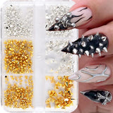 Mini Metall Nieten Punk Přívěsky na nehty Zlatá Stříbrná Strasssteine ​​Nägel Přívěsek Kegel Spikes Nagelschmuck Glitzersteine ​​Study na nehty Nagel Steine ​​​​Legierung Nagelanhänger Kamínky Nageldesign Zubehör