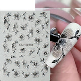 JMEOWIO 6 Blatt 3D Nálepka na nehty Blumen Nálepka na nehty Selbstklebend Nagelaufkleber 5D Stereoskopické Frühling Letní Blumen Dekorace Nageldesign Zubehör