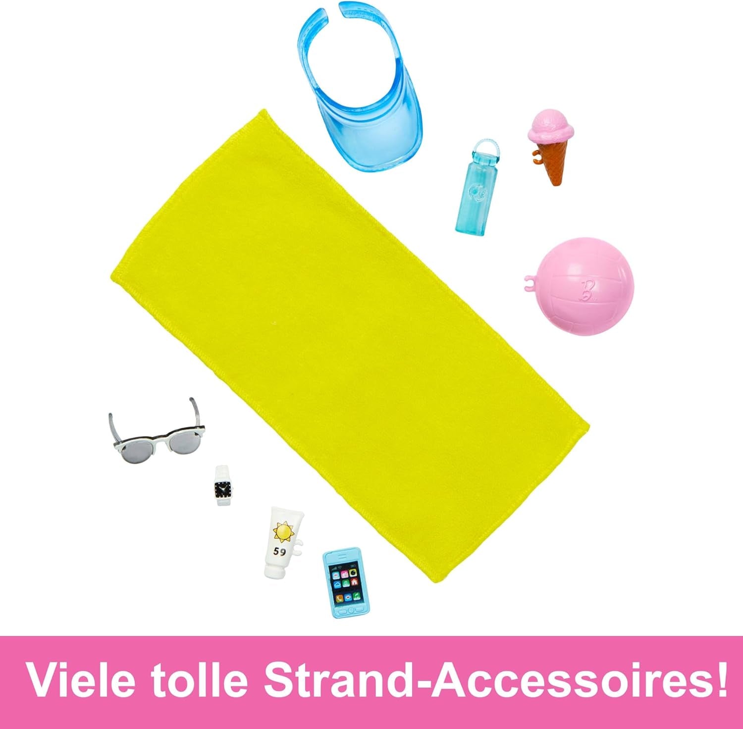 Barbie Ken - Blond panenka s modrou košilí a koupací zástěrou, plážovými doplňky a plážovým míčem pro kreativní hraní, od 3 let, HPL74