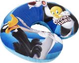 Warner Bros Looney Tunes Polštář pro holčičky na krk Měkký cestovní polštářek do auta Bunny Daffy Duck Silvestro Titti Pohodlné Cestovní polštáře Kreslený Modrý Naty Shop