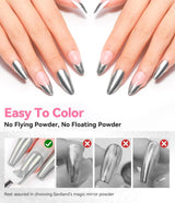 BISHENGYF Silver Chrome Nail Powder – Metal Holo Chromfarbener Nagelpuder, 1G Cromepulver Nägel Glitzer Glänzende Silver Nagelpulver Spiegeleffekt Pigment Nagelkunst, Diy-Dekor-Dekor Frauen Geschenk