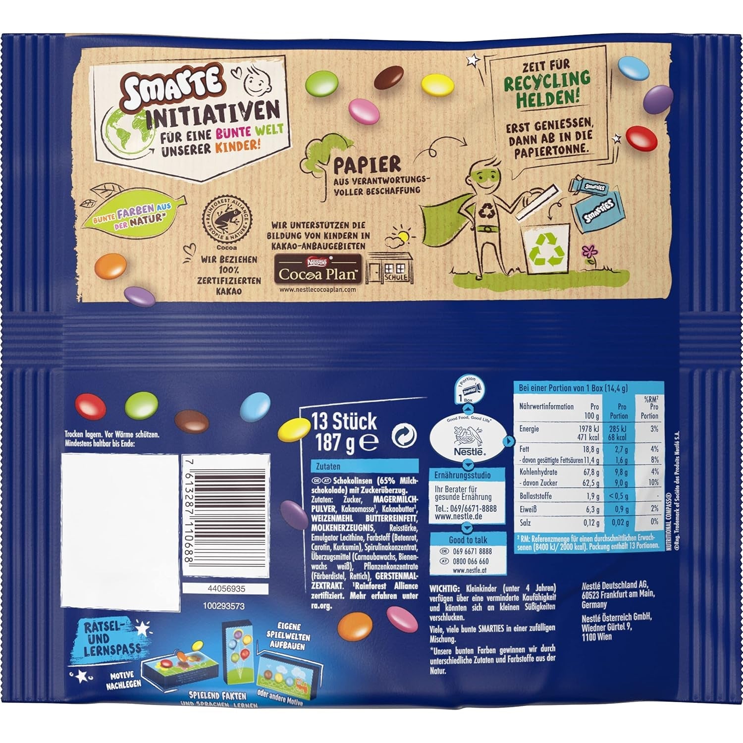 Nestlé SMARTIES Mini jednotlivě balená malá čočka s mléčnou čokoládou 3 balení (1 x 187 g)