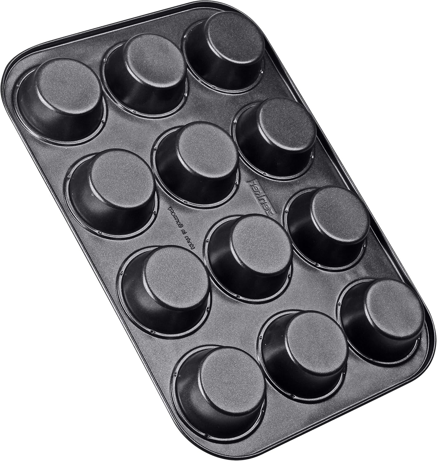 Zenker 12 muffinů, průměr Ø 7 cm CREME NOIR, Plech na muffiny s nepřilnavým povrchem vyztužený keramikou Formy a plechy Naty Shop