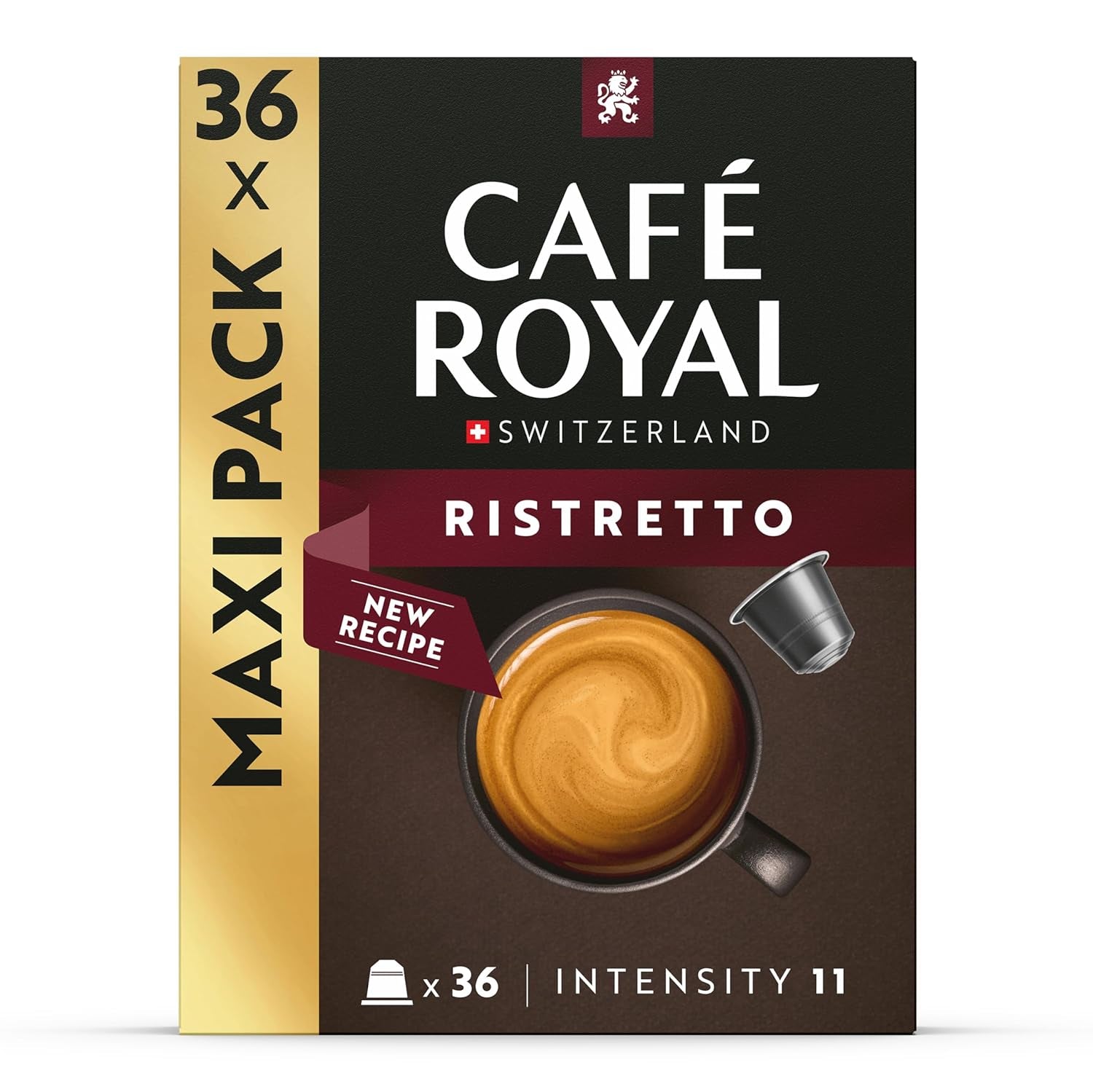 Café Royal Ristretto – kávové kapsle kompatibilní s Nespresso®, 100% Arabica, intenzivní, tmavé pražení, intenzita 11/12, Rainforest Alliance, 36 kapslí