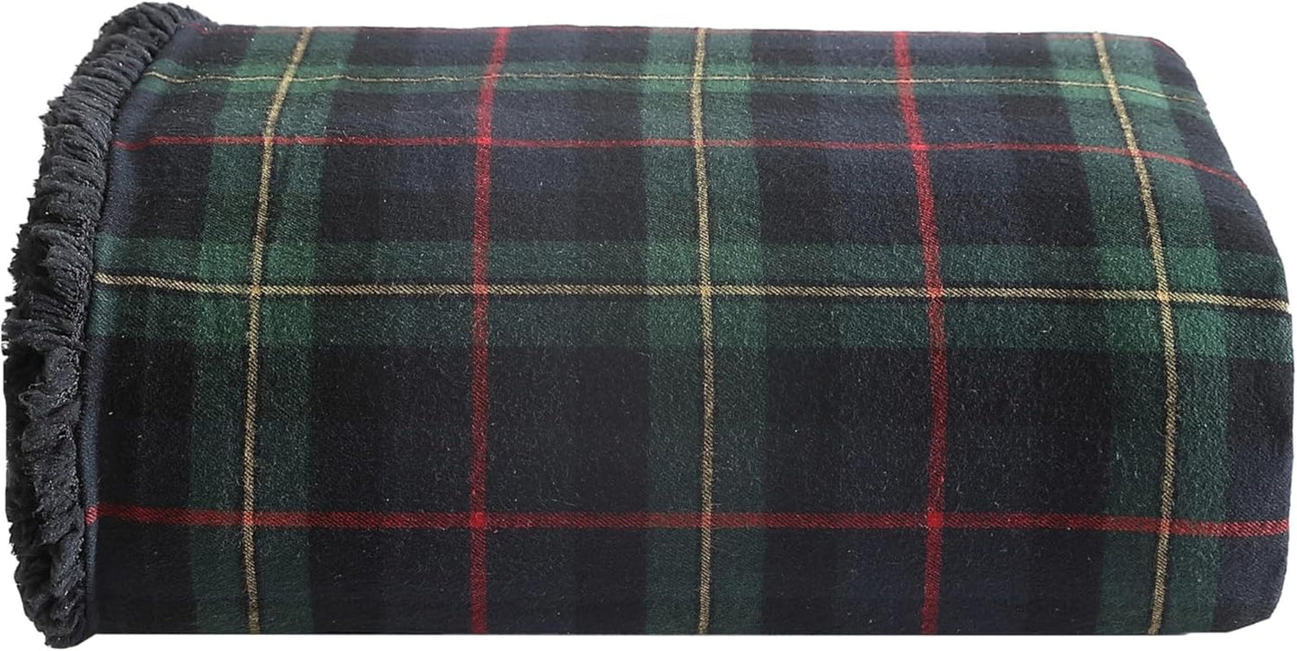 Deka Eddie Bauer, bavlněný flanel, bytový dekor, oboustranný, povlečení Sherpa, borovicový pléd, přikrývky a přikrývky Naty Shop Borovicový tartan, červený/zelený/antracitový přehoz