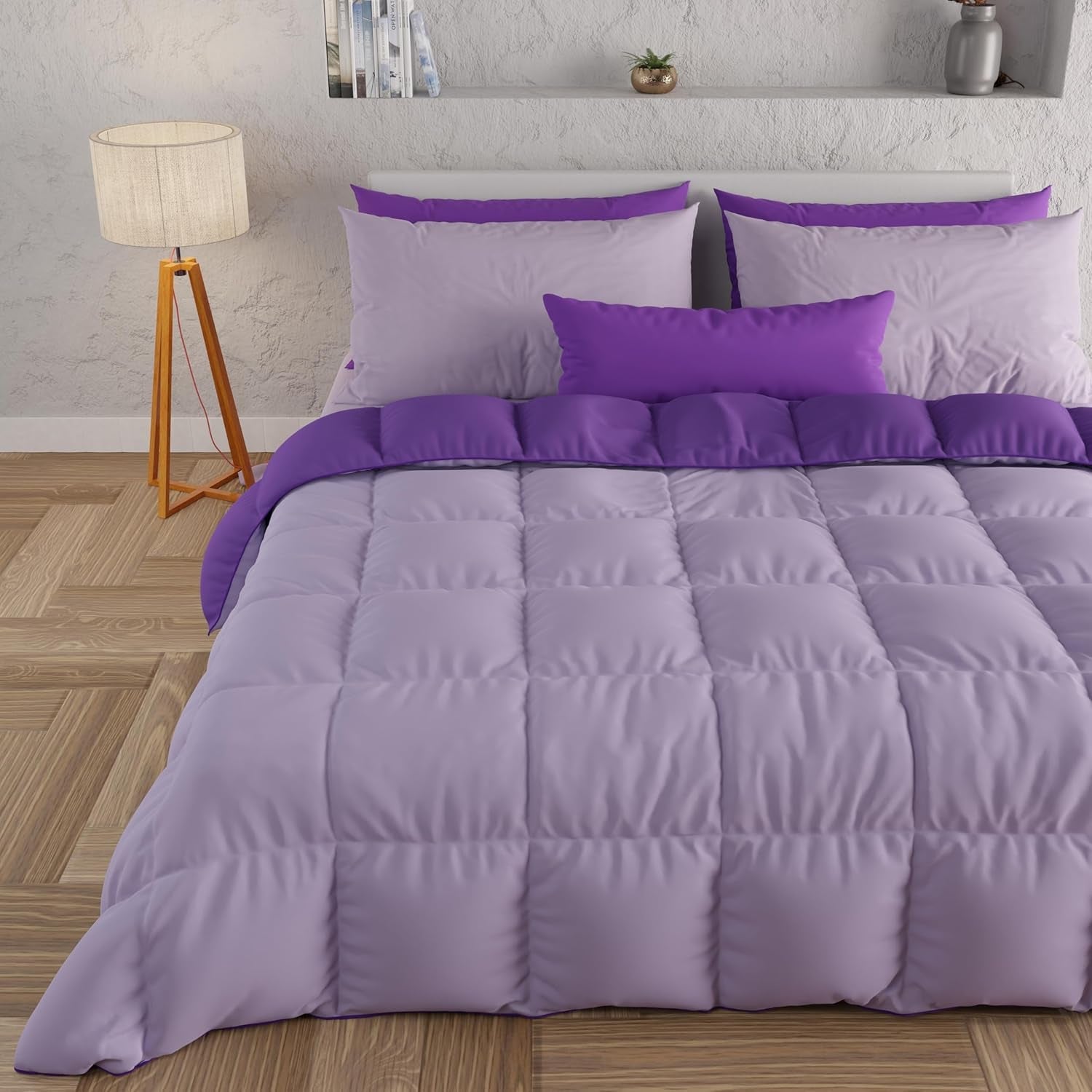 PETTI Artigiani Italiani - Zimní přikrývka na dvojlůžko, maxi, jednobarevná, oboustranná, bílá, šedá, 100% Made in Italy Přikrývky a přikrývky Naty Shop Plum Rozměr postele 170-180X200: [Přikrývka 260 X 270 Cm]