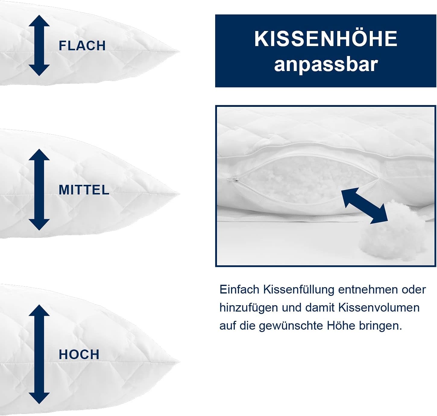 Polštář Irisette Noblesse - Made in Germany - Polštář se snímatelným potahem z čisté bavlny, 80 X 80 cm, standardní polštáře Naty Shop s certifikací Oeko-Tex