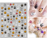 8 Blatt Nagelsticker Halloween Nagelaufkleber Selbstklebend Niedliches Kürbis-Schädel-Spinnennetz Niedlichen Kinder Geist Nail Art Samolepka Dekoration Nageldesign Zubehör