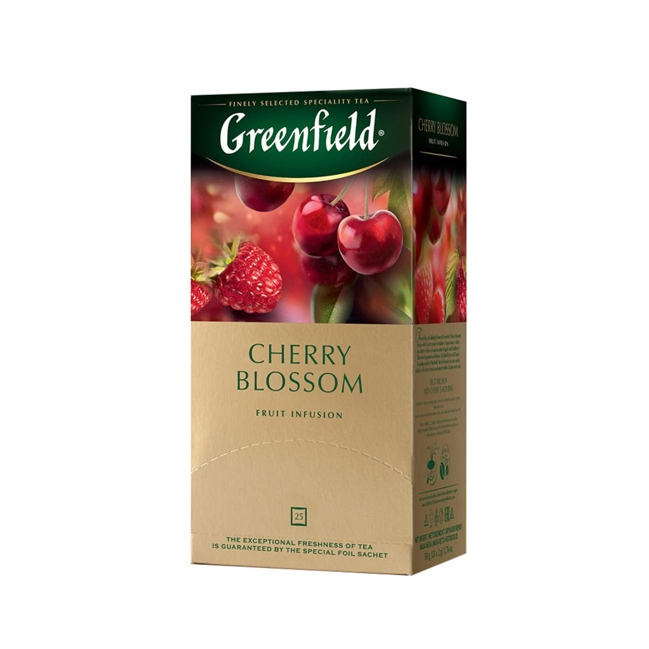 Greenfield Cherry Blossom, ibišek, šípek, jablko, malina, ostružina, čajové sáčky (2G X 25), 50G