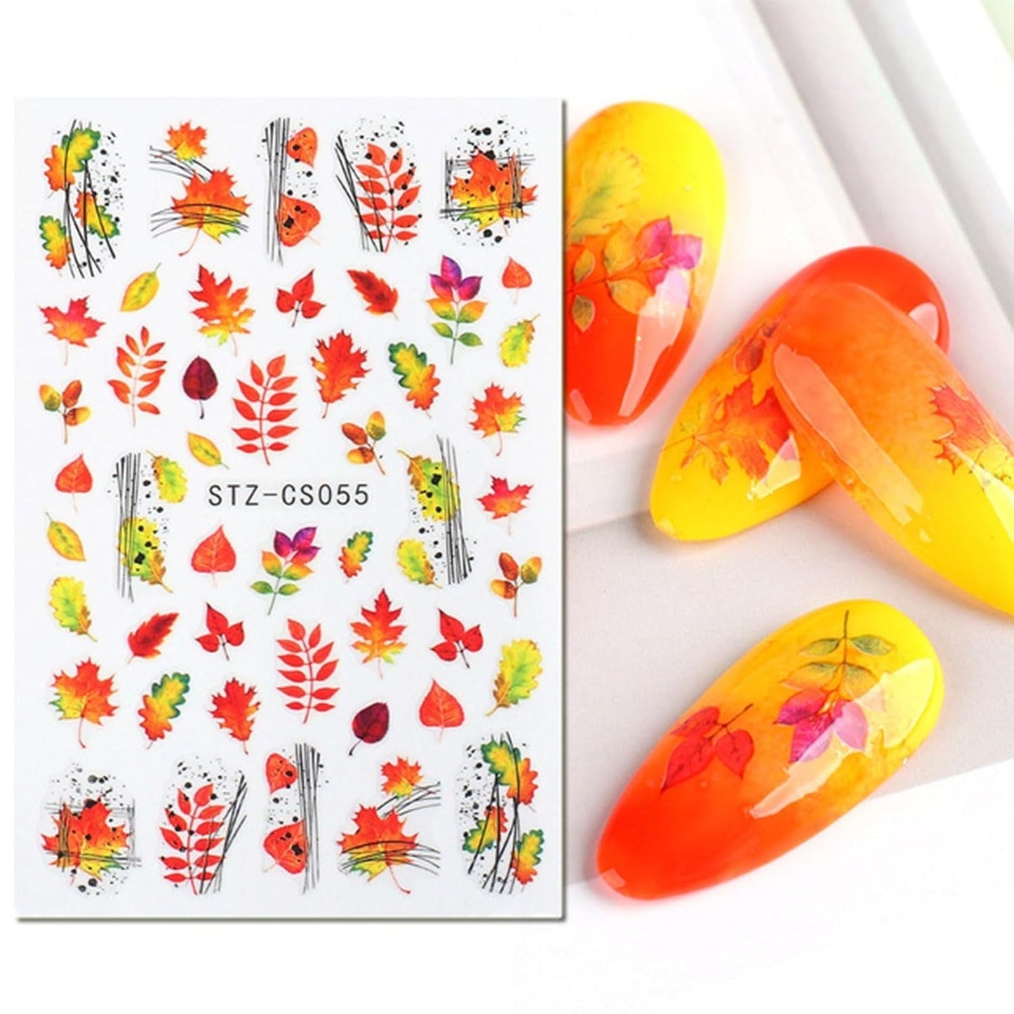 JMEOWIO Nálepka na nehty Herbst 9 Blatt Nálepka na nehty Selbstklebend Nagelaufkleber Kürbis Ahornblatt Erntedankfest Dekoration Nageldesign Zubehör