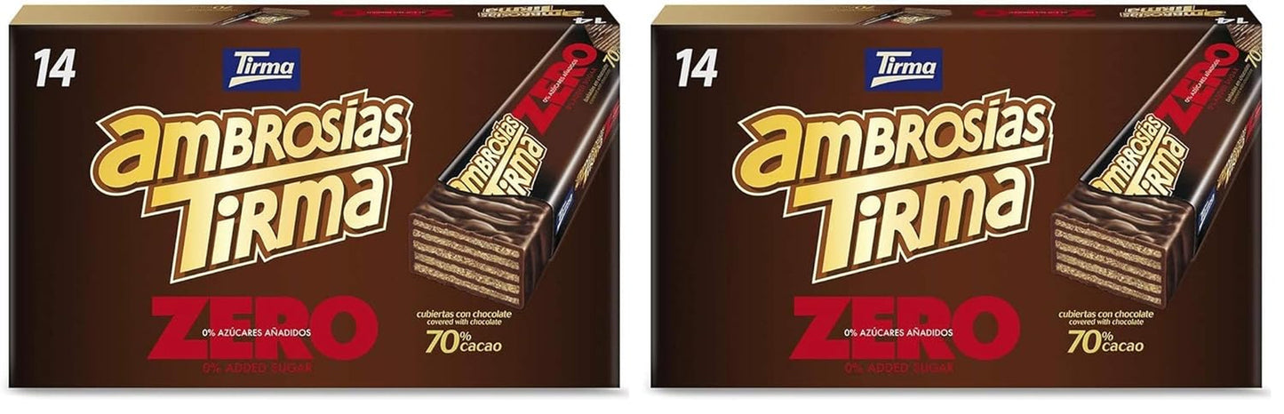 Vafle s hořkou čokoládou Tirma 70% kakaa | Bez přidaného cukru | Vhodné pro keto diety | Nízký obsah sacharidů | Pro diabetiky Čokoládové oplatky Multi Pack | 3 kusy | 64,5 g