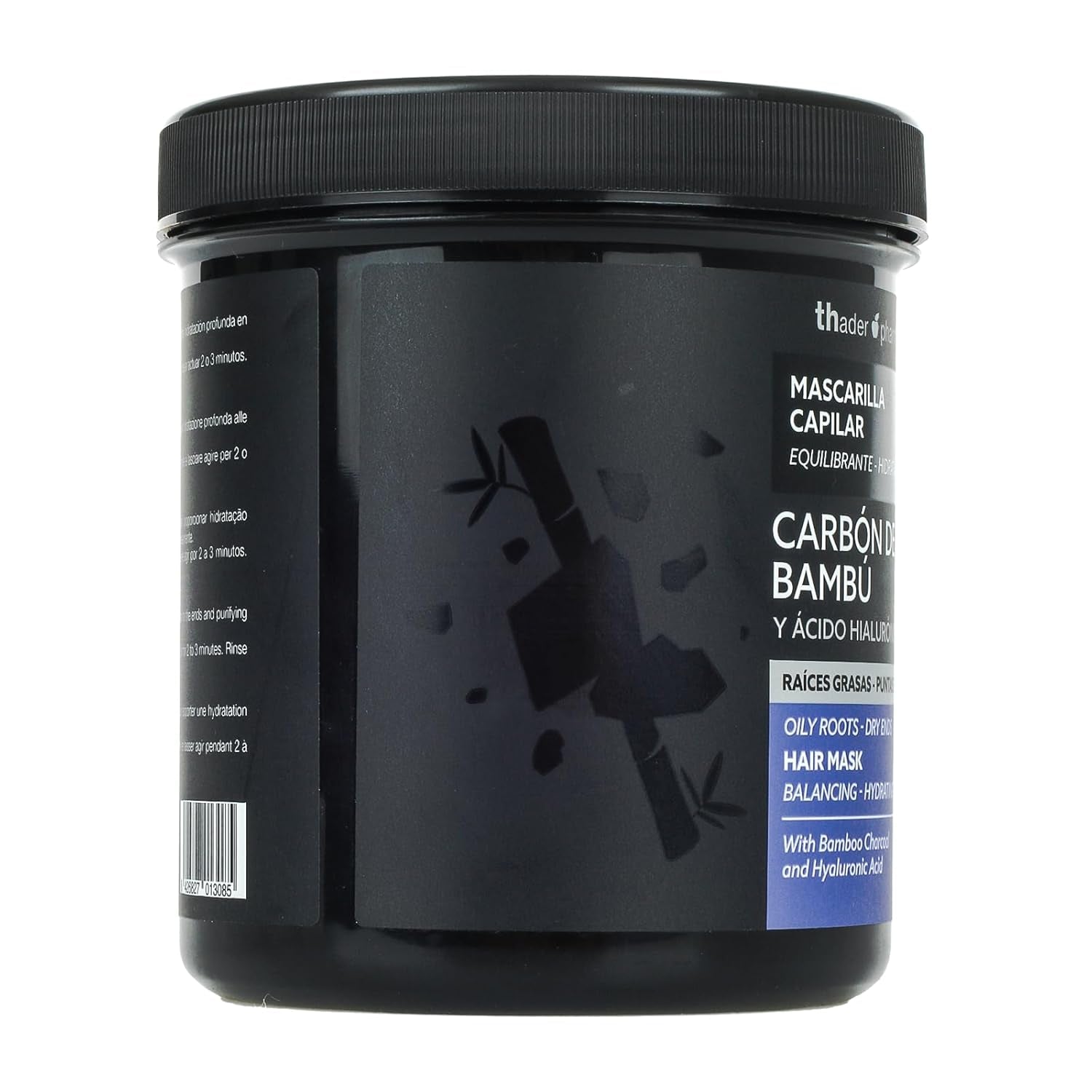 Thader Pharma Balancing Hair Mask s bambusovým uhlím a kyselinou hyaluronovou – ideální pro mastné kořínky a suché konečky, 700 ml Naty Shop Hair Mask