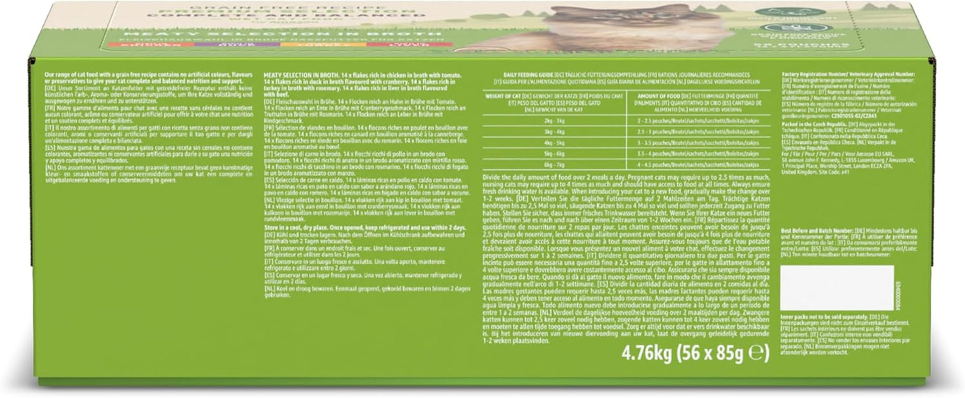 Amazon Grain Free Mokré krmivo pro kočky pro dospělé kočky Výběr masa ve vývaru 4,76 kg 56 balení po 85 g (dříve celoživotní)