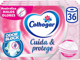 Colcasa Care & Protect 3 x 12 toaletní papír s technologií Odour Block, neutralizuje nepříjemné pachy, balení 36 rolí, 3-vrstvé, čerstvé voňavé růžové role