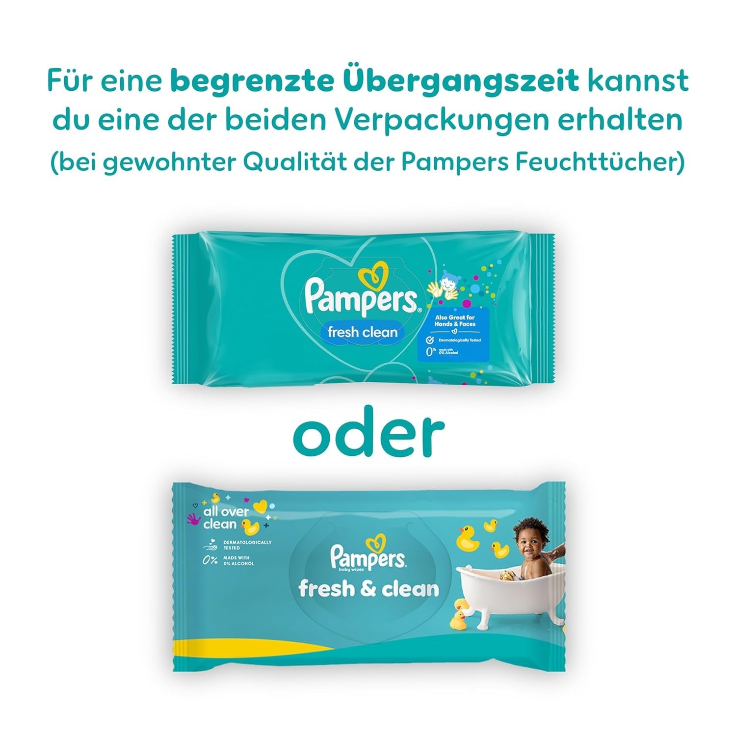 Vlhčené ubrousky Pampers Fresh Clean, 15 balení po 80 ubrouscích, celkem 1200 ubrousků, lehká vůně, vhodné i na ruce a obličej