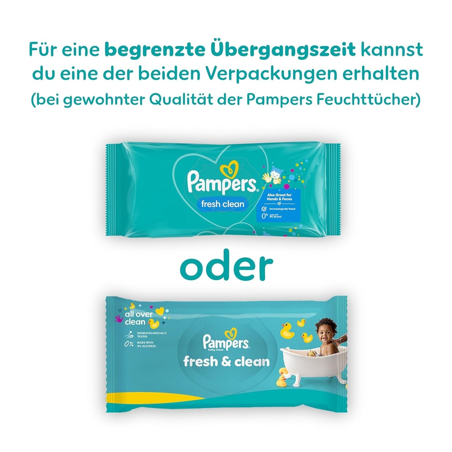 Vlhčené ubrousky Pampers Fresh Clean, 15 balení po 80 ubrouscích, celkem 1200 ubrousků, lehká vůně, vhodné i na ruce a obličej