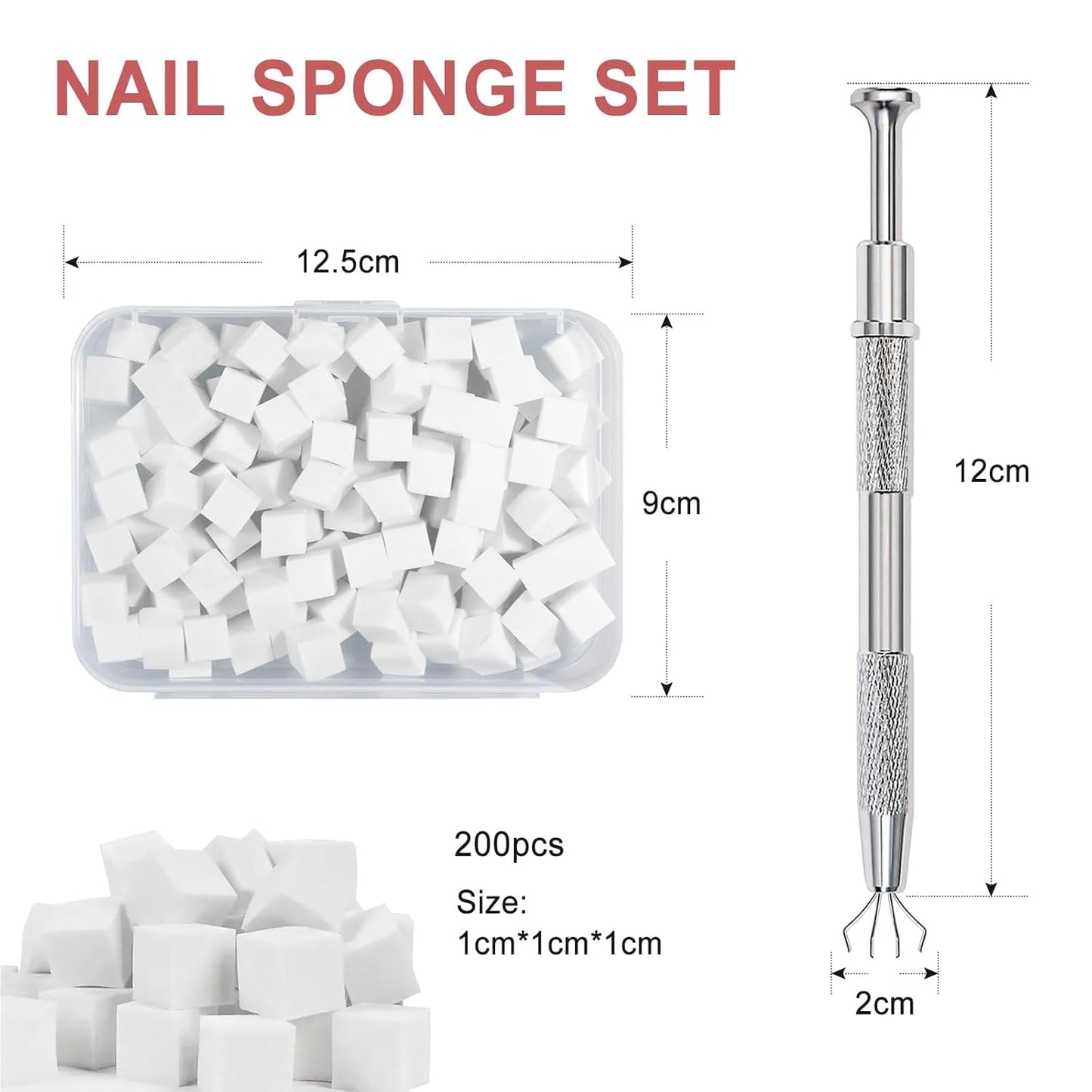Qufiiry 200 Stück Nail Art Schwämme Mit Metallgreifer, Nagelkunst Schwammpinsel, Maniküre Zubehör Für Nägel, Um Eine Varavländ Von Gradient Nail Art Patterns to Create (Bílá)
