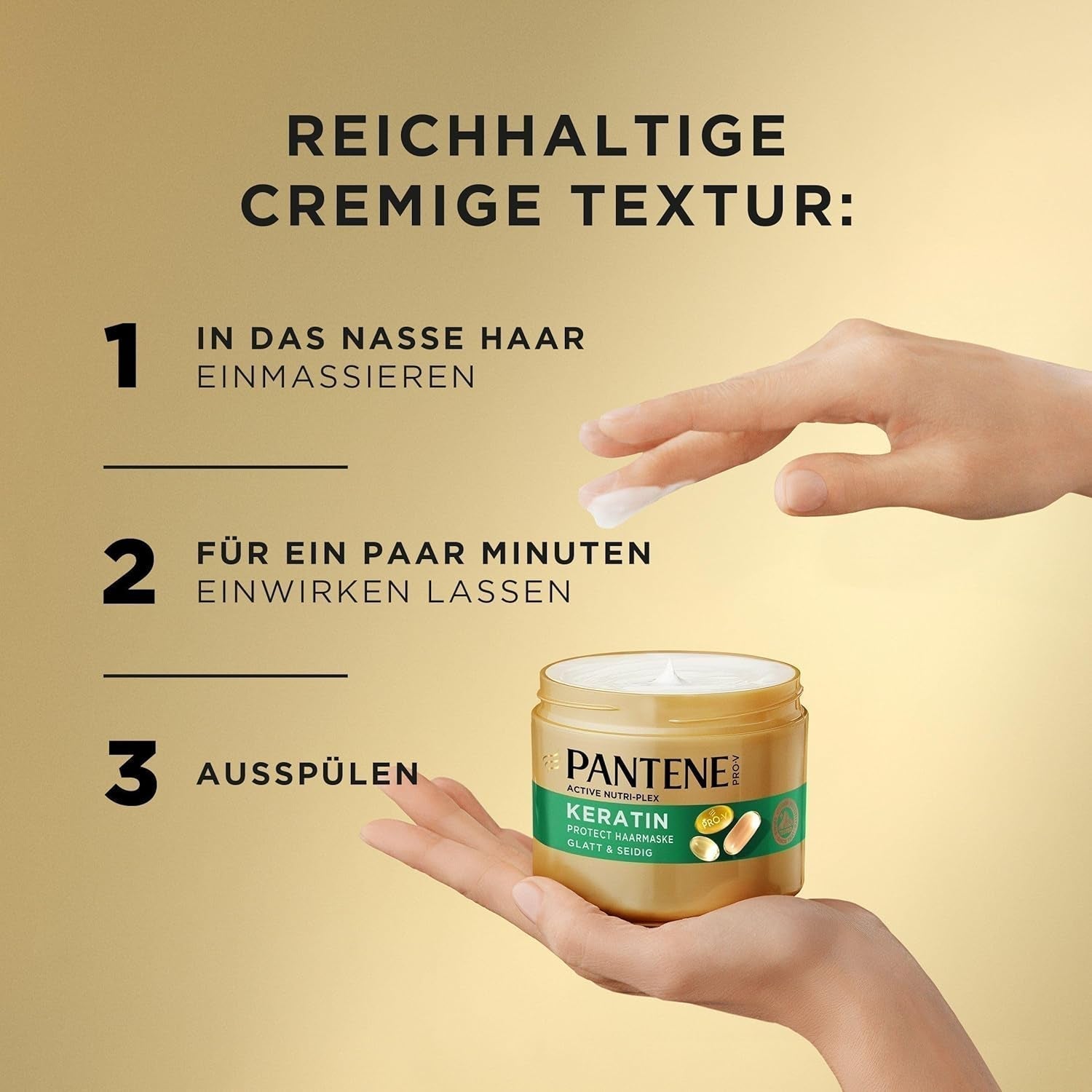 Pantene Pro-V Smooth & Silky Keratin Protect Hair Mask 500 ml pro kudrnaté a suché vlasy, až 72 hodin hladkých a lesklých vlasů v jedné aplikaci, se složením Pro-V a maskou na vlasy Active Nutri-Plex Naty Shop