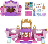 Mattel Disney Princess Transformační herní sada Kočár do hradu s panenkou Aurora, 3 úrovně, 6 herních oblastí, 4 figurky, nábytek a doplňky Panenky HWX17 Naty Shop Vícebarevné